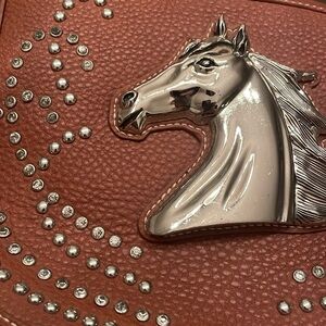 Montana West Tooled Crossbody Silver Studs Brown Horse Decal Purse